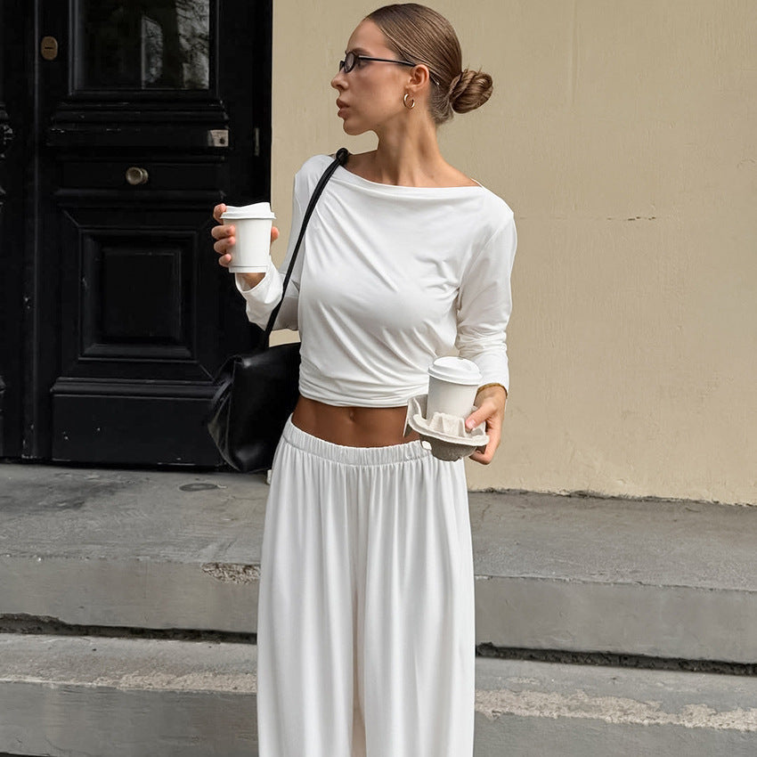 Women's Comfortable Lounge Set with Loose-Fitting Top and Harem-Style Pants