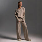 Women's Casual Polo Shirt and Wide Leggings Set