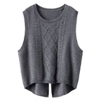 Women's Sleeveless Cable Knit Vest with Modern Details