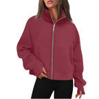 Women's Comfortable Sweat Jacket with High Collar