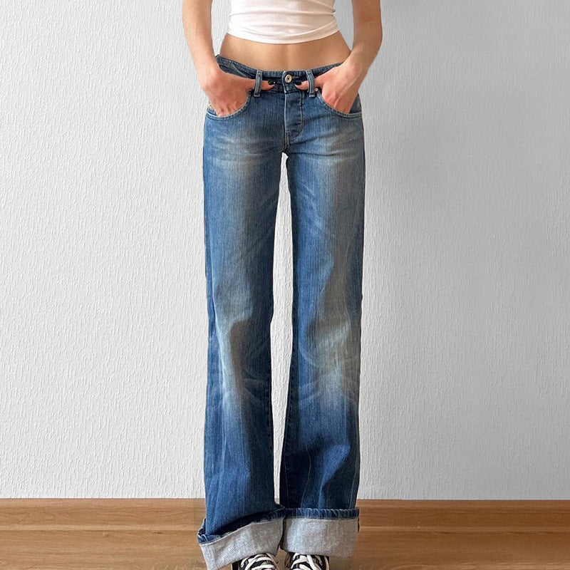 Women's High-Waisted Distressed Flared Jeans