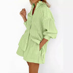 Women's Striped Shirt and Shorts Set