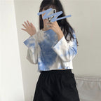 Women's Cropped Sweatshirt with Modern Tie-Dye Designs and Casual Fit