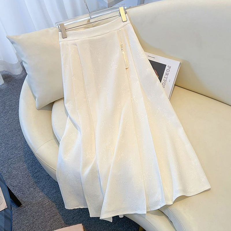 Women's Elegant Midi Skirt with Textured Fabric
