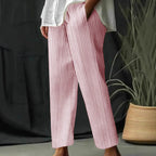 Women's Striped Casual Pants with Comfortable Waistband