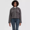 Women's Cropped Utility Jacket with Dual Chest Pockets