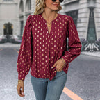 Elegant Women's Blouse with Graphic Pattern and V-Neck
