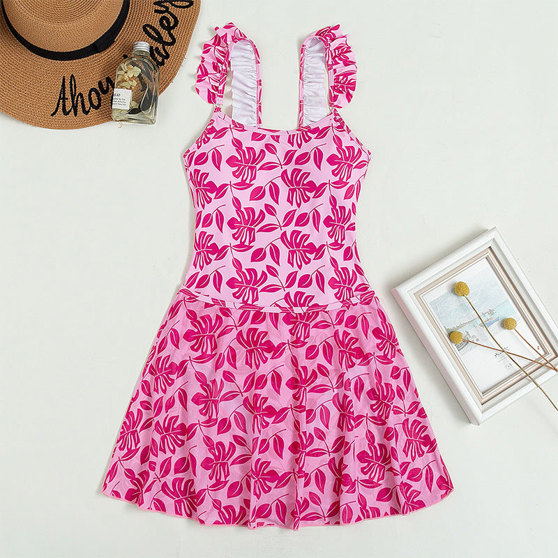 Women's Swim Dress with Floral Pattern