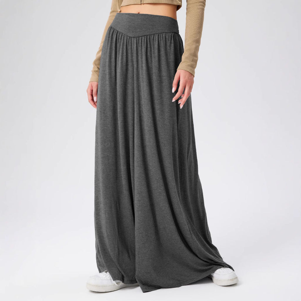 Women's Maxi Skirt with Elastic Waistband and Flowing Fabric