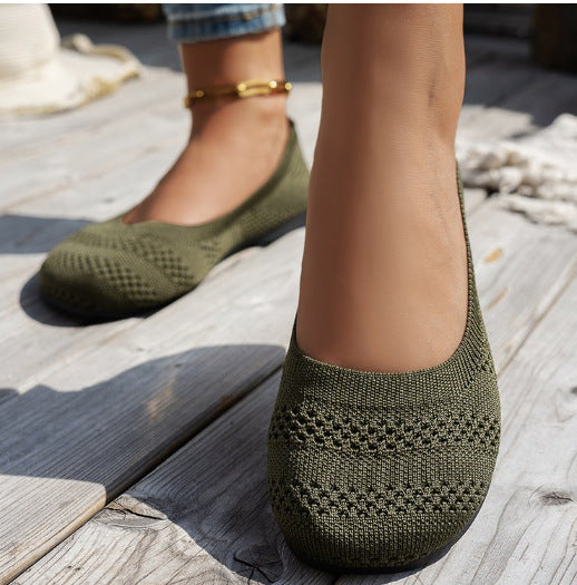 Women's Knit Ballet Flats with Non-Slip Sole