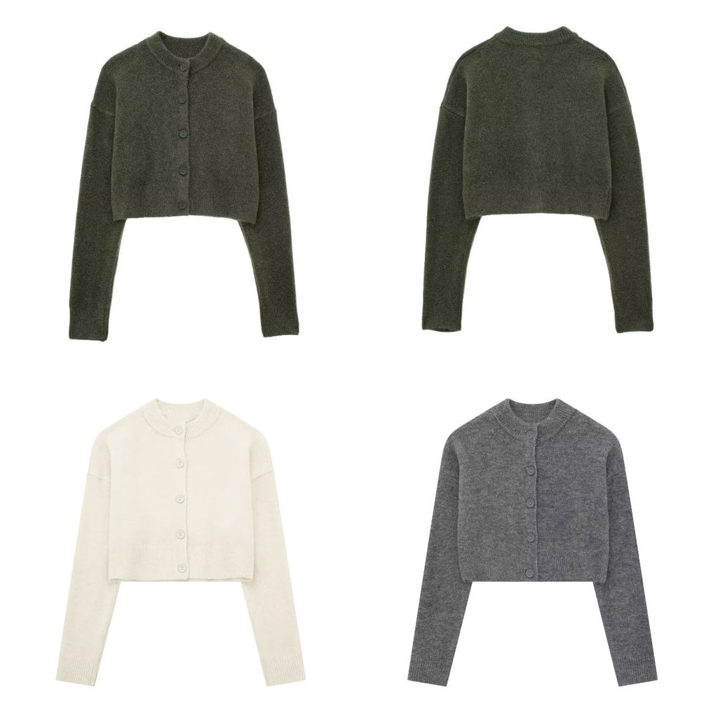 Cropped Cardigan with Button Details