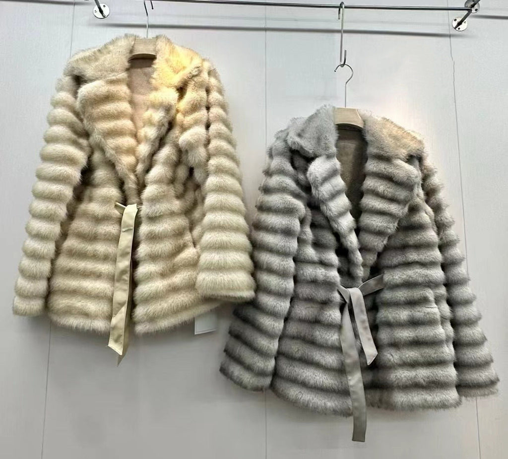 Women's Fluffy Bouclé Cardigan with Tie Belt
