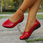 Women's Ballet Flats with Elegant High-Gloss Leather Upper and Ergonomic Outsole