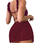 Women's Swim Dress with Delicate Ruffle Details and Open Back