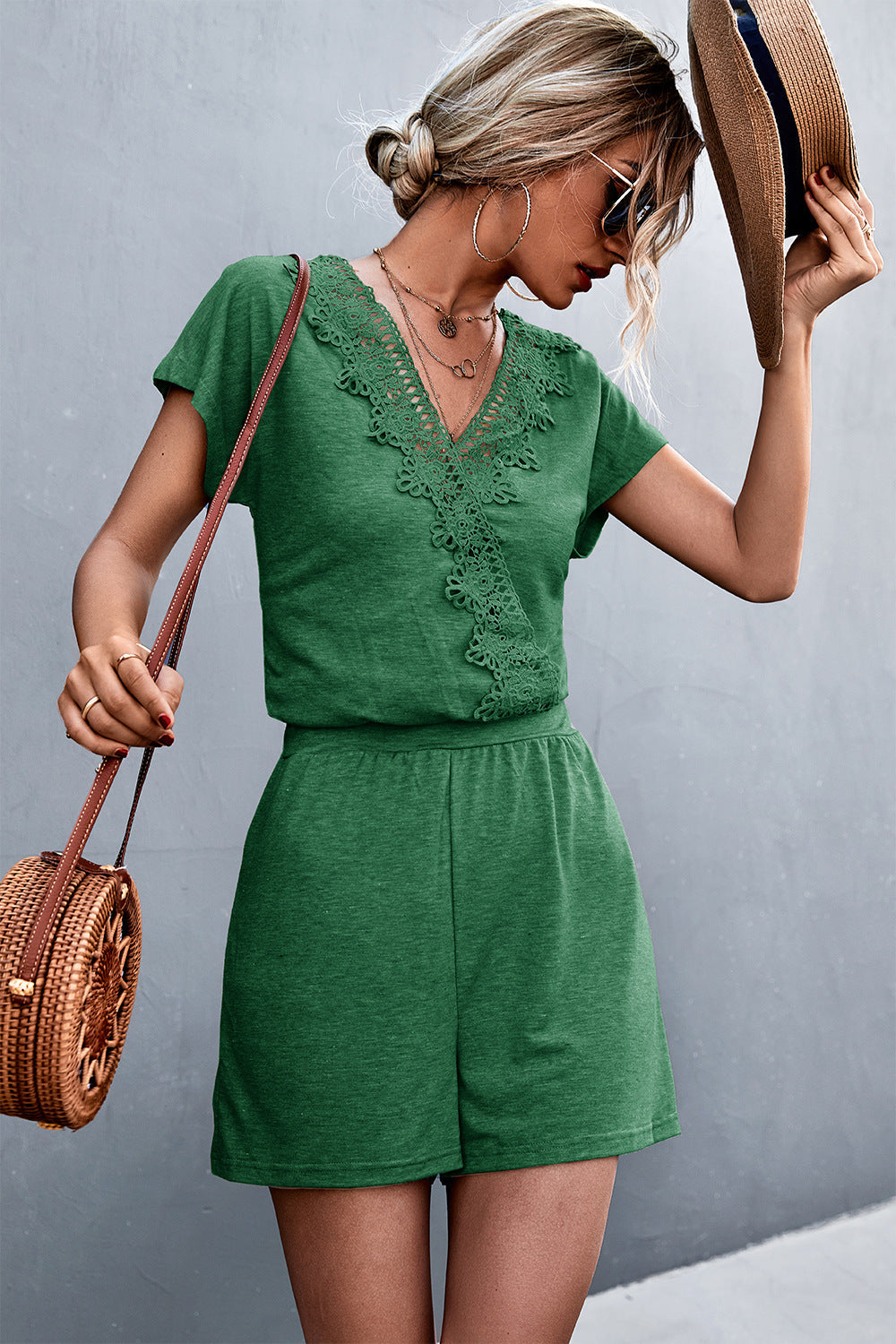 Women's Casual Jumpsuit with Crochet Details