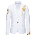 Women's Elegant Blazer with Floral Design and Silky Finish