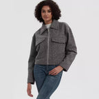 Women's Cropped Utility Jacket with Dual Chest Pockets