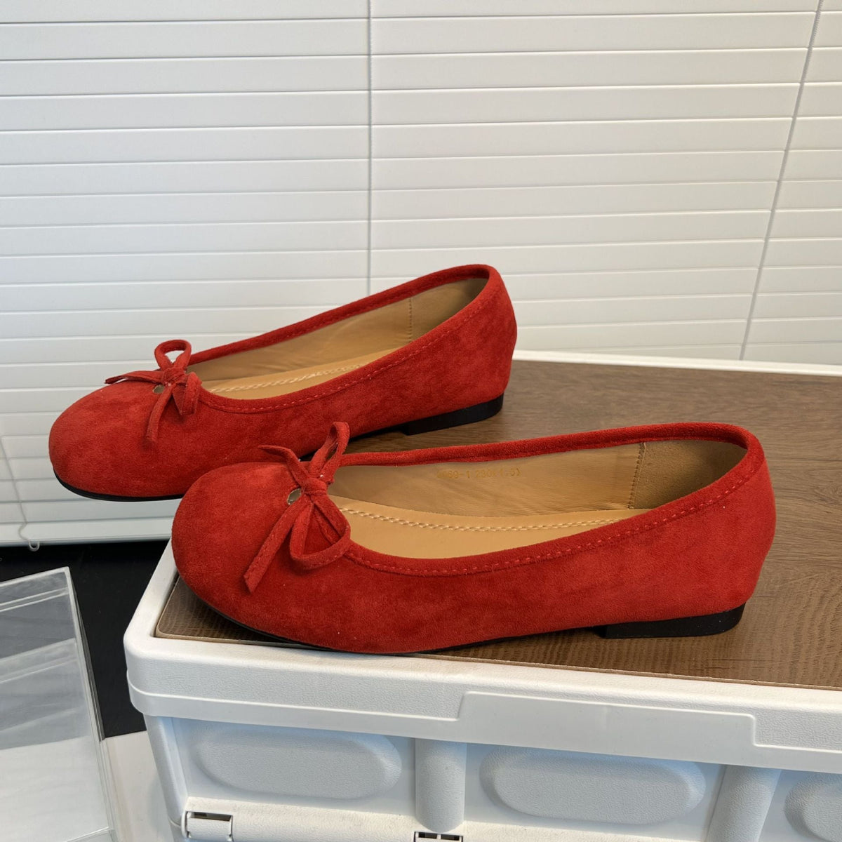 Women's Suede Ballet Flats with Decorative Bow