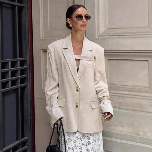 Women's Elegant Oversized Blazer with Unique Detail