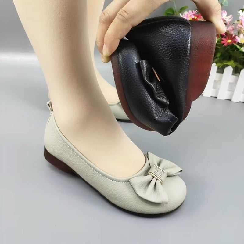 Women's Ballet Flats with Elegant Bow Ornamentation and Comfortable Footbed