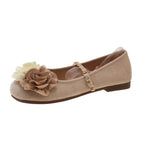 Women's Ballet Flats with Floral Design and Elegant Strap Decoration