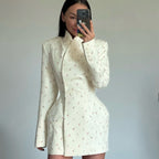 Women's Fashionable Blazer Skirt with Floral Design and Tailored Fit