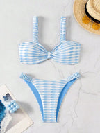 Women's Bandeau Bikini with Unique Pattern and Adjustable Straps