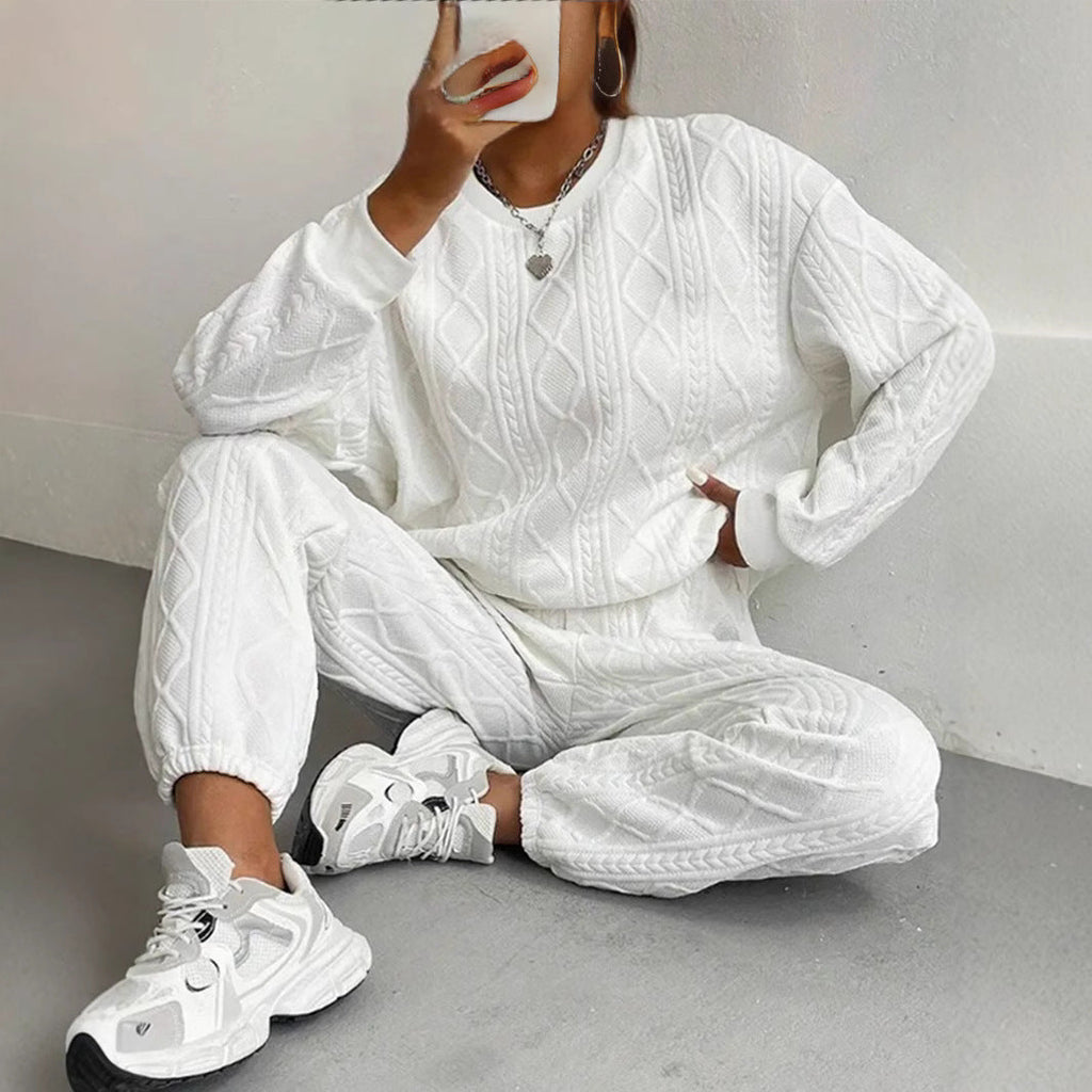 Women's Cozy Textured Knit Loungewear Set