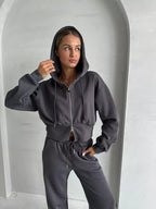Cropped Zip-Up Hoodie