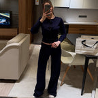 Women's Comfortable Knit Loungewear Set with Button Placket