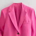 Women's Cropped Blazer Jacket with Elegant Lapel and Pockets