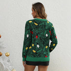 Women's Coated Sweater with Festive Motif
