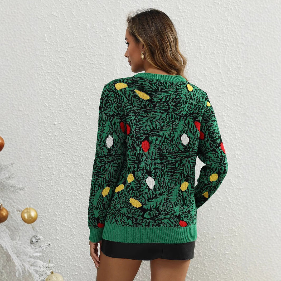 Women's Coated Sweater with Festive Motif