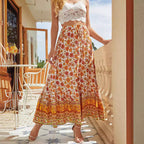 Women's Maxi Skirt with Handmade Pattern and Elastic Waistband