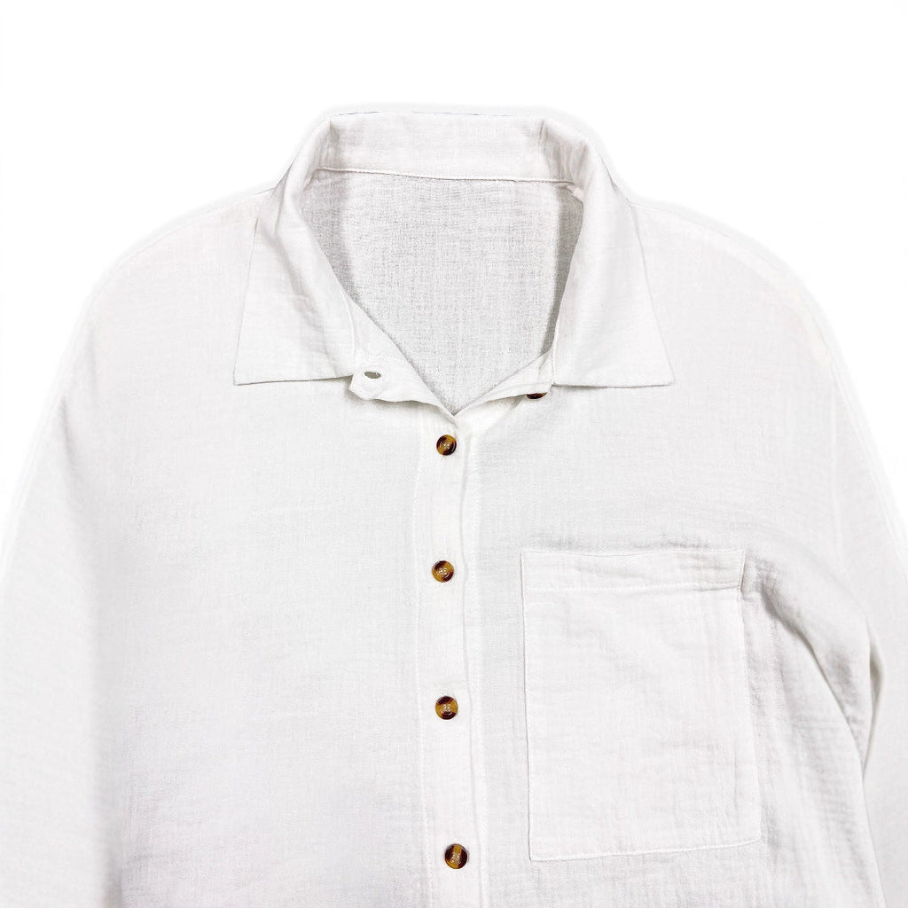 Women's Casual Oversized Shirt with Chest Pocket