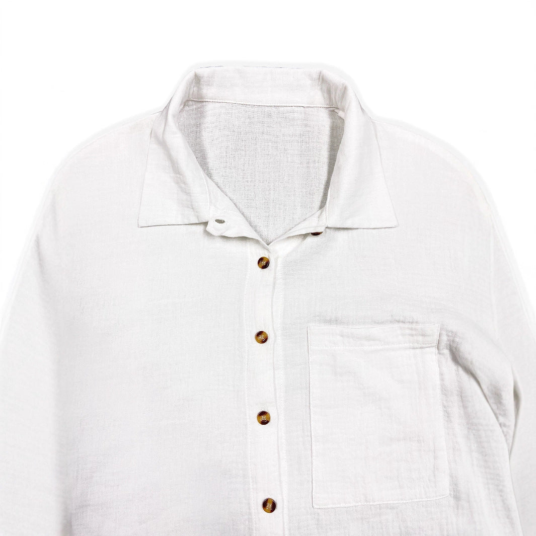 Women's Casual Oversized Shirt with Chest Pocket