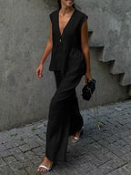 Women's Airy Two-Piece Linen Blend Set
