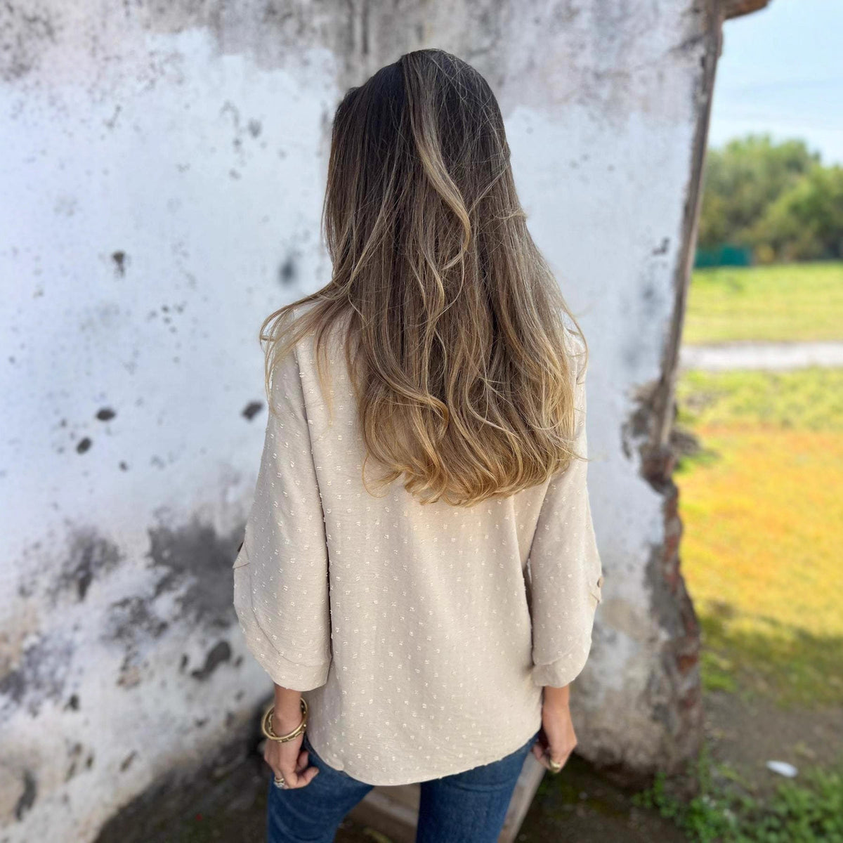 Casual Women's Blouse with Textured Fabric