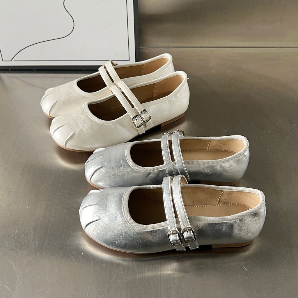 Women's Ballet Flats with Elegant Double Strap and Soft Insole