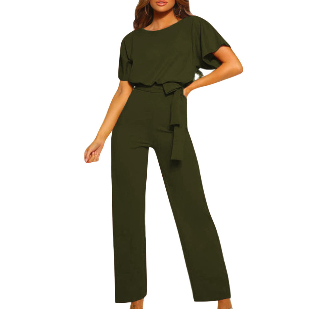 Elegant Women's Set with Flowy Blouse and Wide-Leg Trousers