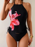 Women's Swim Set with Floral Design and Adjustable Cut