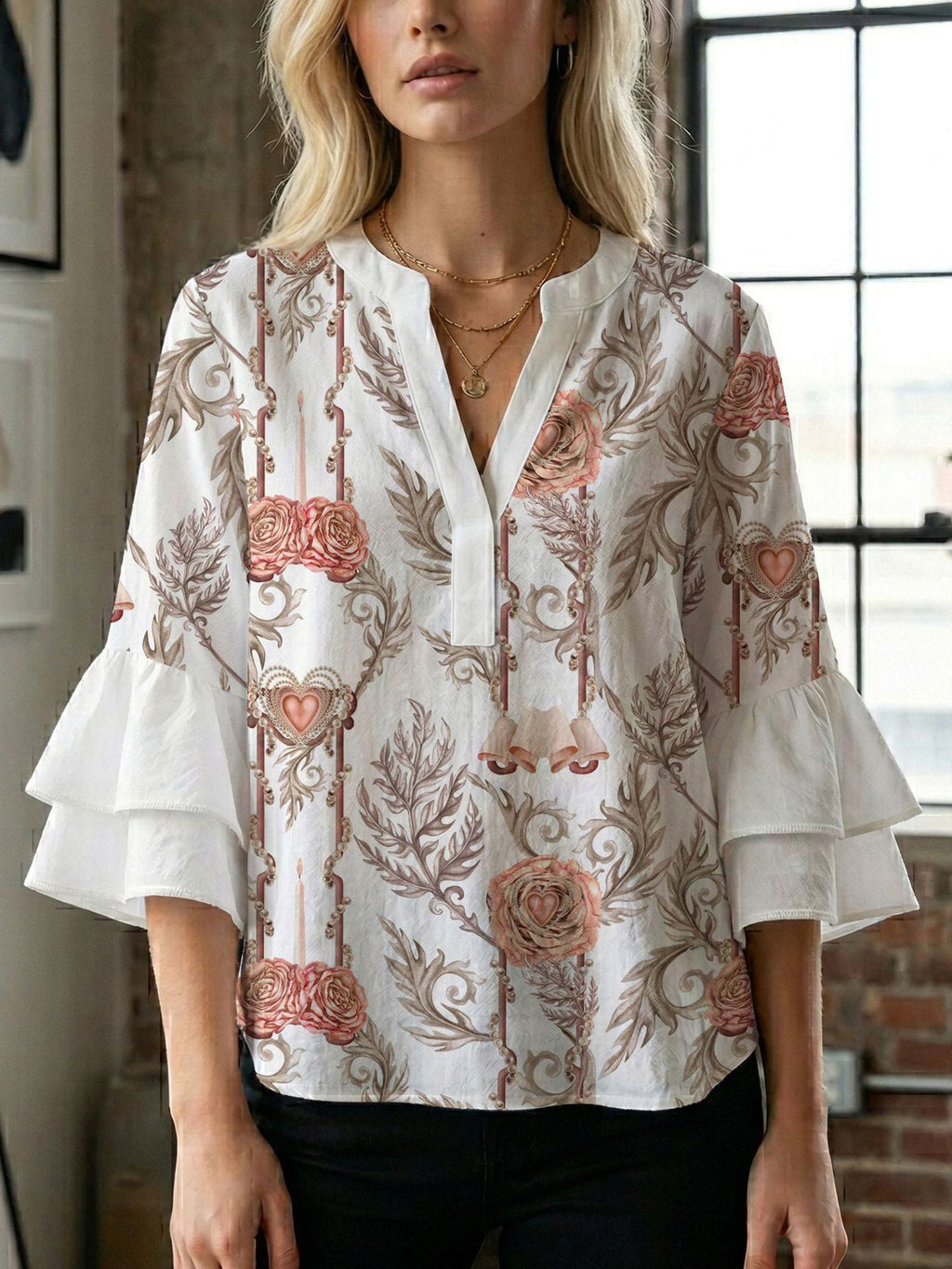 Women's Blouse with Beautiful Floral Design