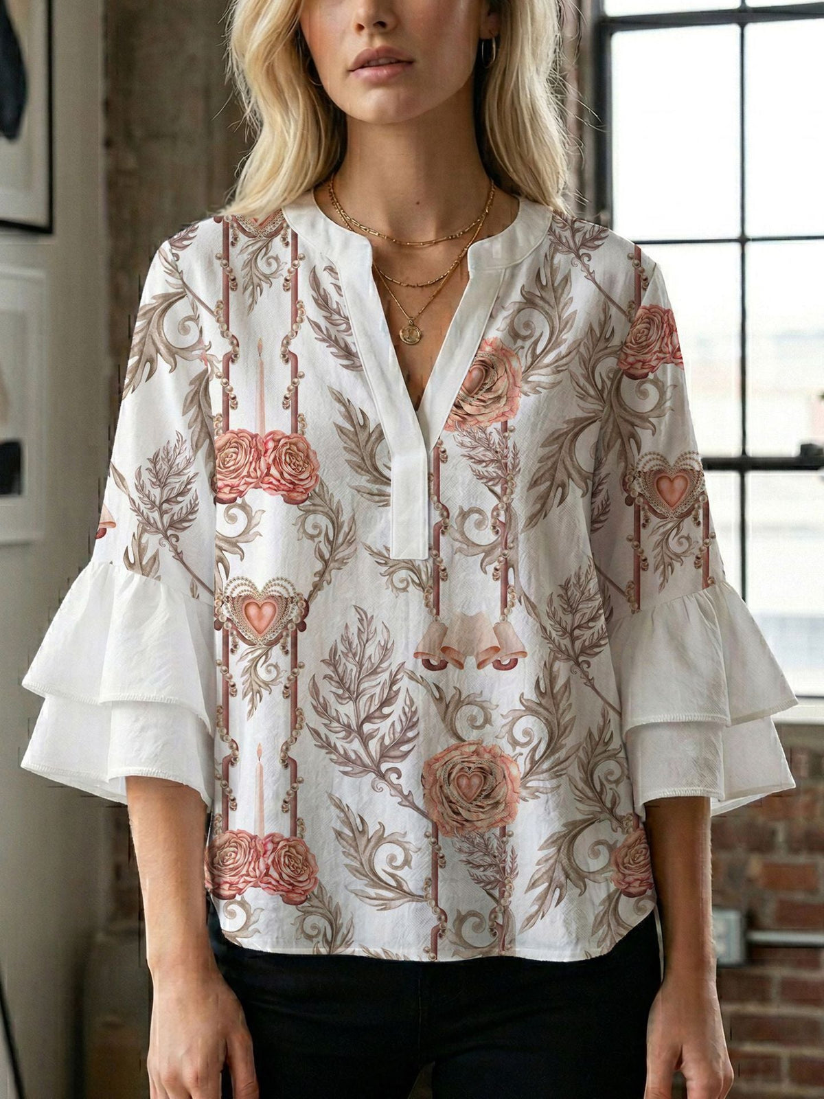 Women's Blouse with Beautiful Floral Design