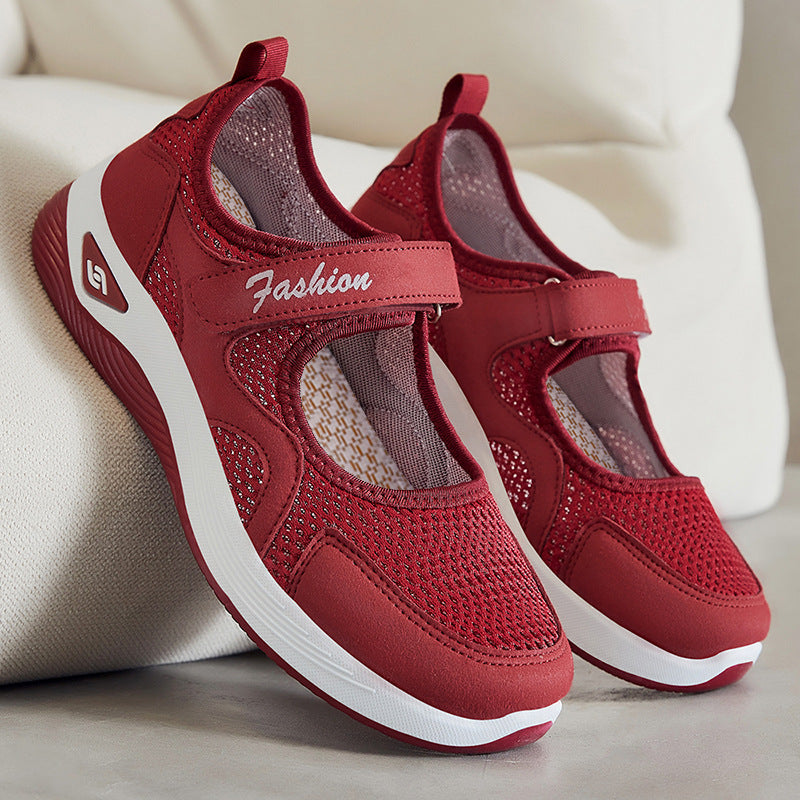 Women's Breathable Casual Shoes with Adjustable Hook-and-Loop Closure