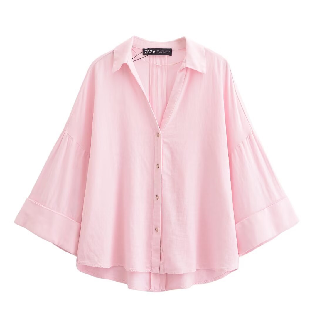 Women's Shirt Blouse with Casual Cut and Elegant 3/4 Sleeves
