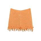 Women's Mesh Mini Skirt with Tassels