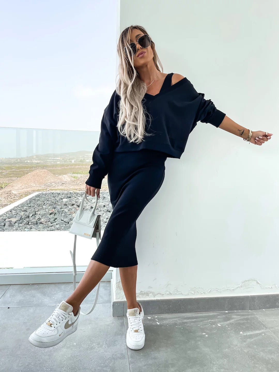 Fashionable Asymmetric Cotton Outfit Set