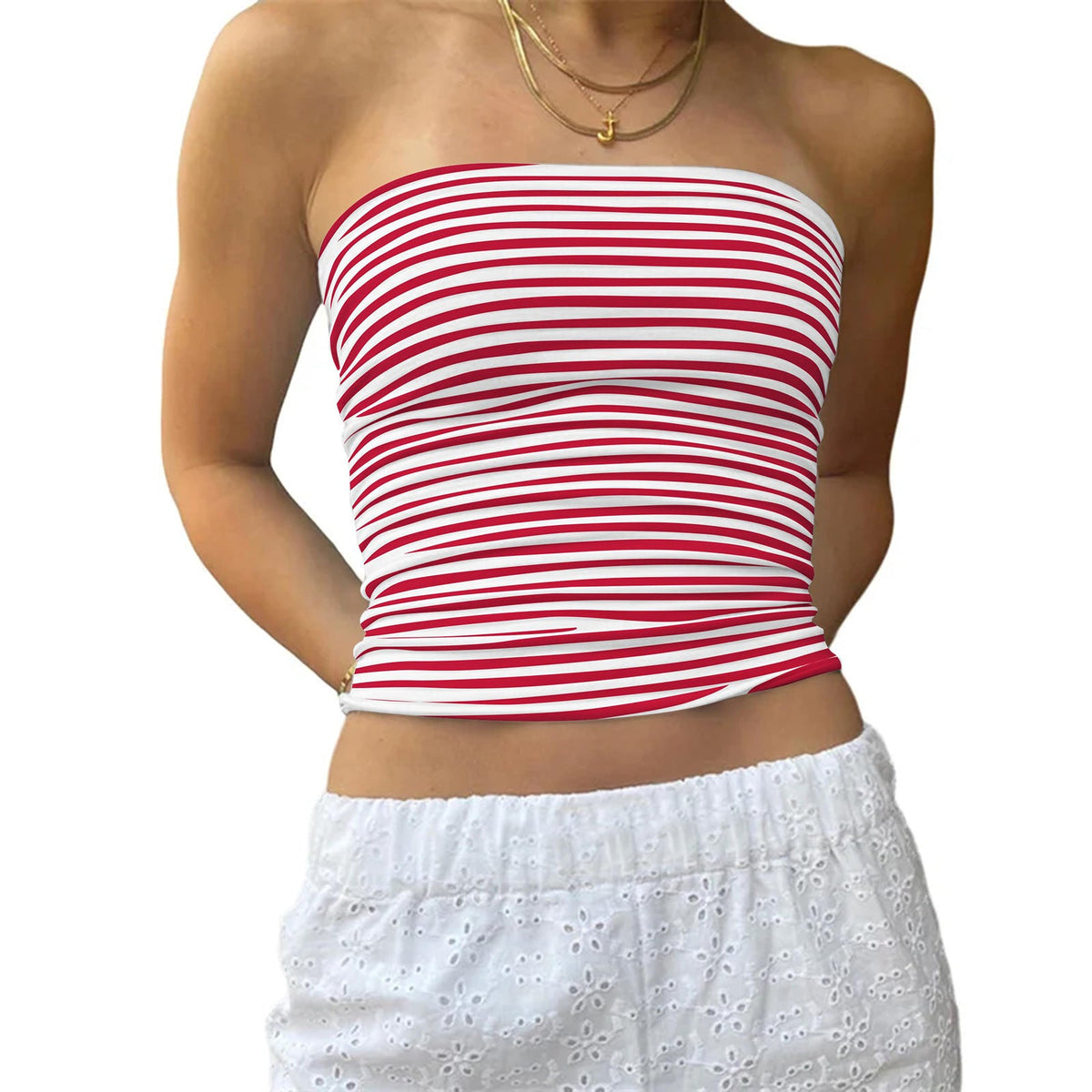 Women's Bustier Top with Fine Stripes