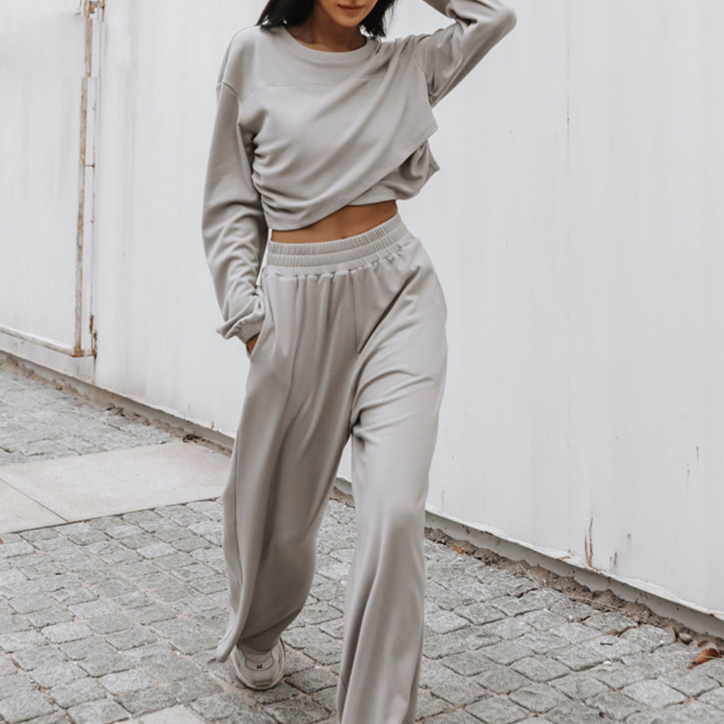 Lounge Set with Cropped Top and Wide-Leg Pants