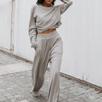 Lounge Set with Cropped Top and Wide-Leg Pants